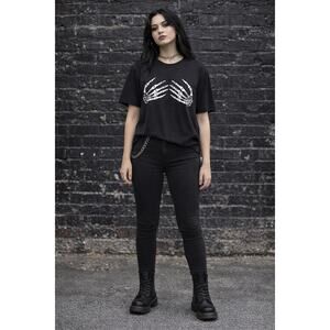 Skeleton Hands Graphic T-Shirt XXL Black Halloween Goth Punk Cotton Tee Grunge